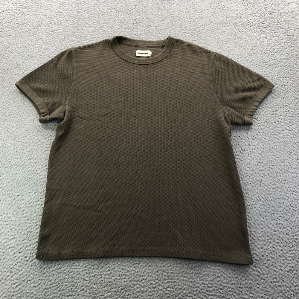 Taylor Stitch Shirt Mensn Large 42 Olive Green Waffle Organic Cotton Tee Heavy